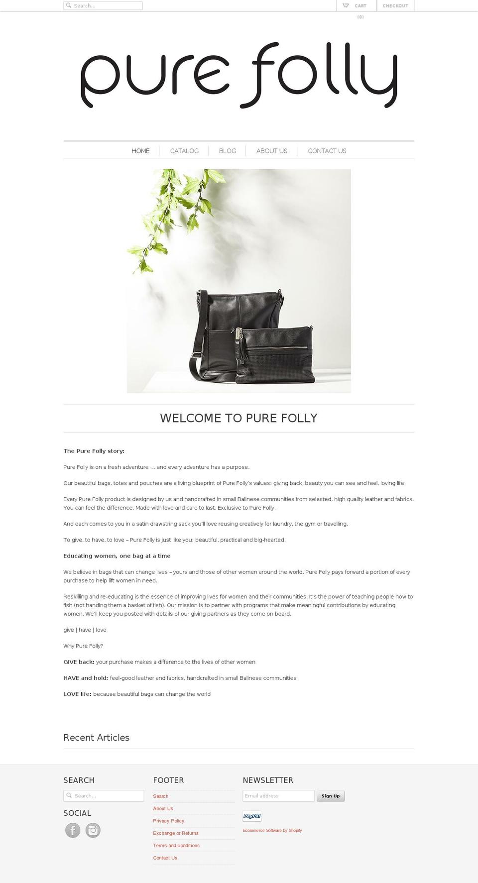 purefolly.com.au shopify website screenshot