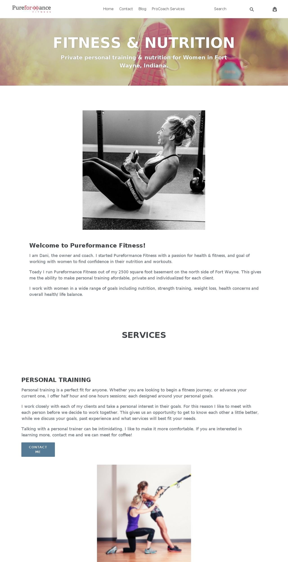 pureformancefitness.com shopify website screenshot