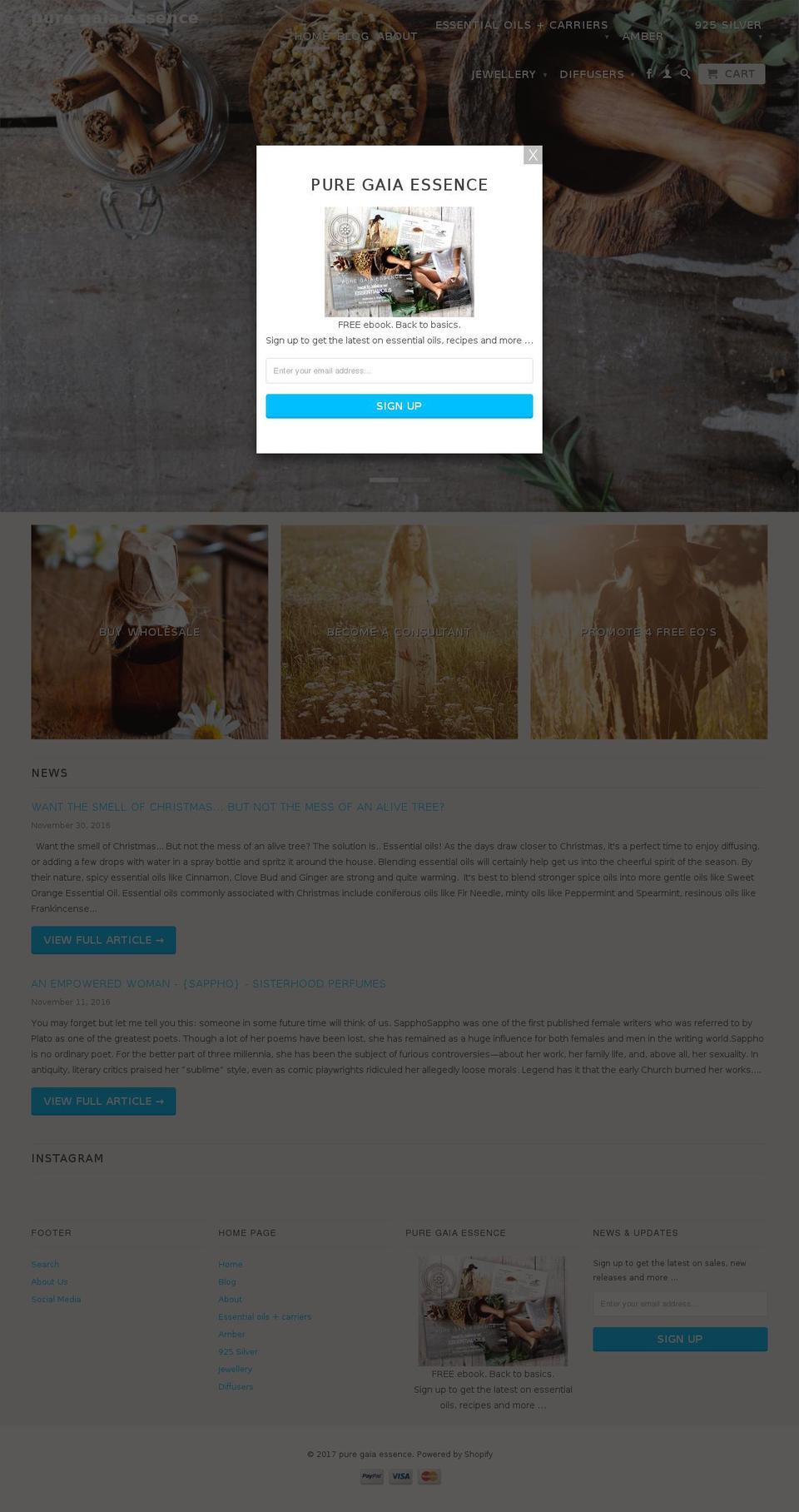 puregaiaessence.com shopify website screenshot