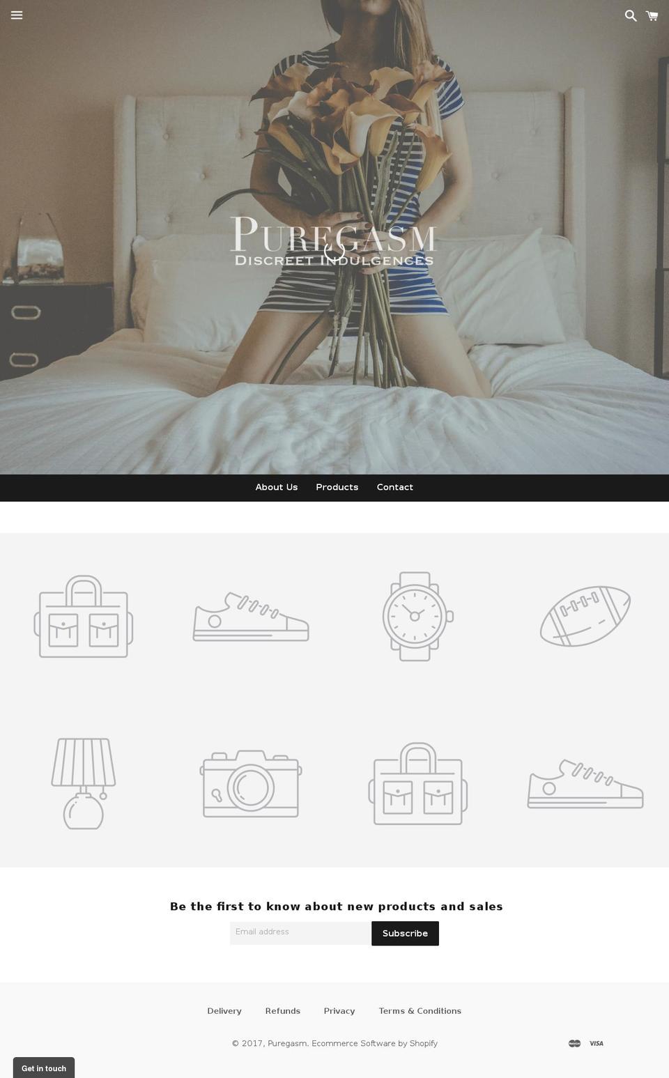 puregasm.com shopify website screenshot