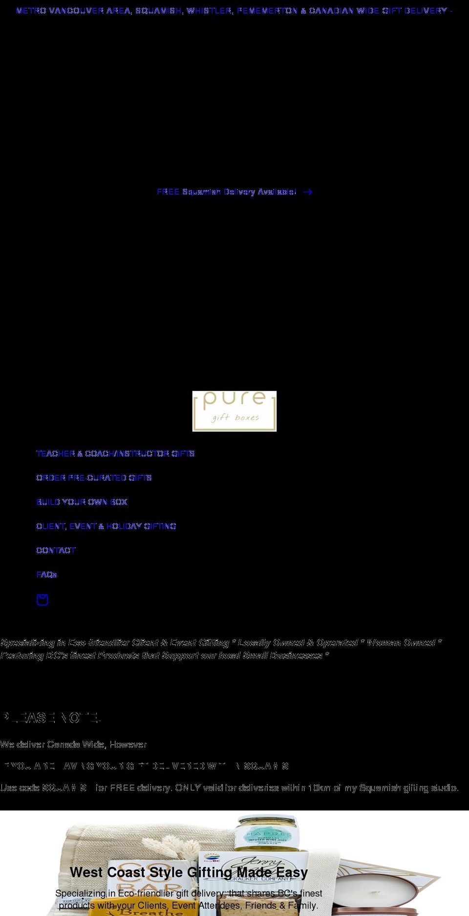 puregiftboxes.com — Shopify storefront screenshot