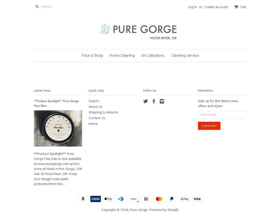 puregorge.com shopify website screenshot