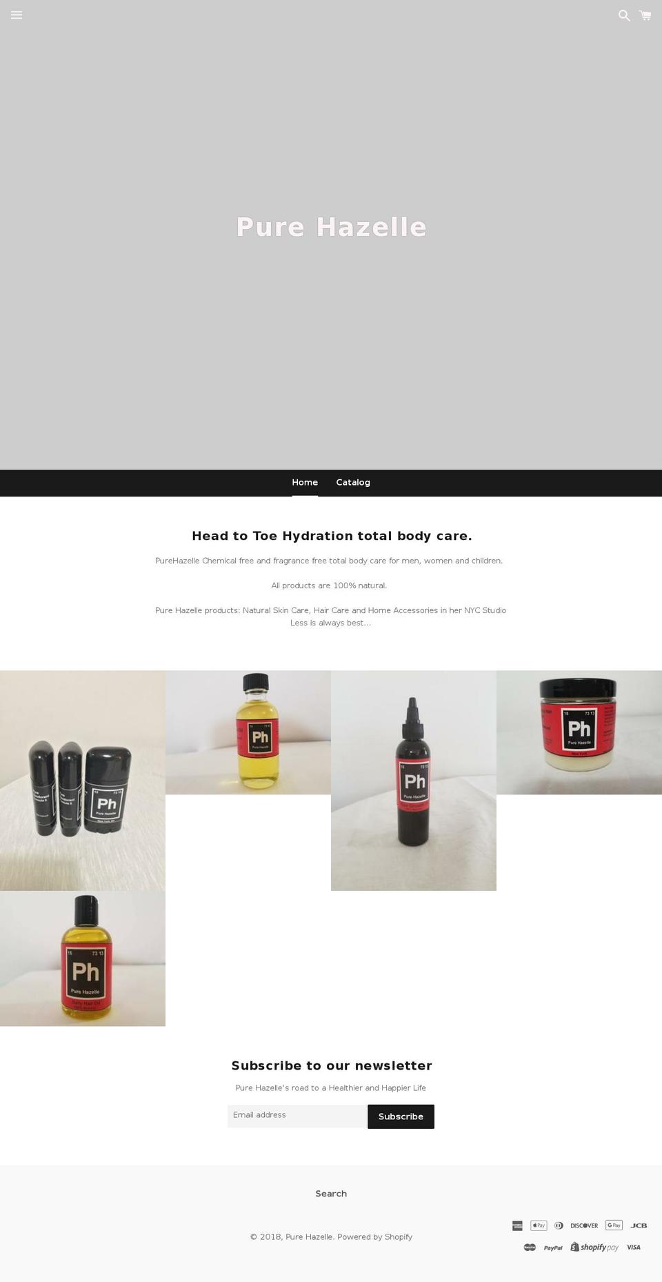 purehazelle.com shopify website screenshot