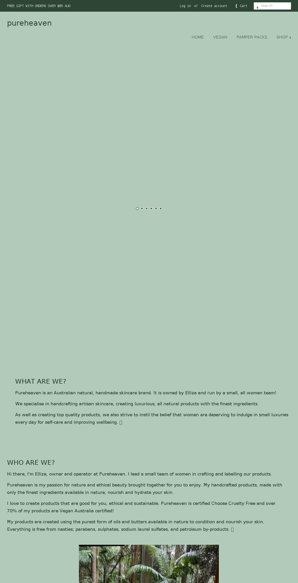 pureheaven.com.au shopify website screenshot