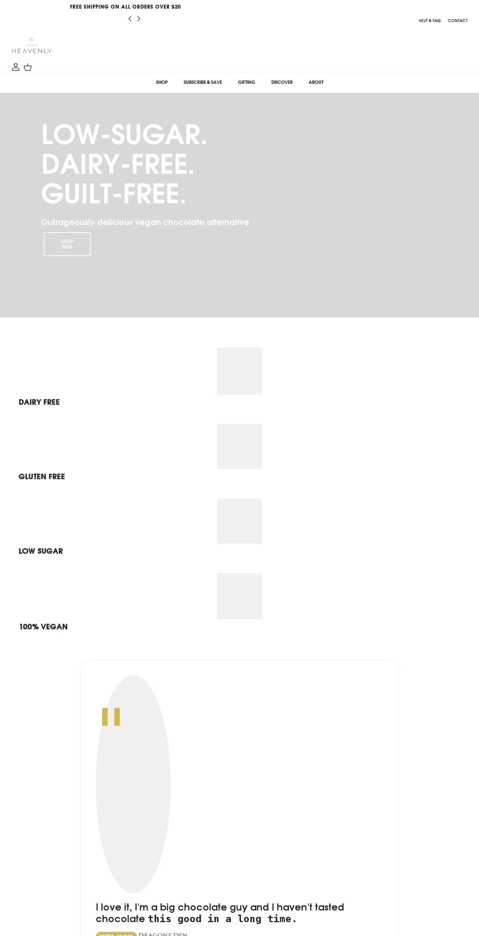 pureheavenly.com shopify website screenshot