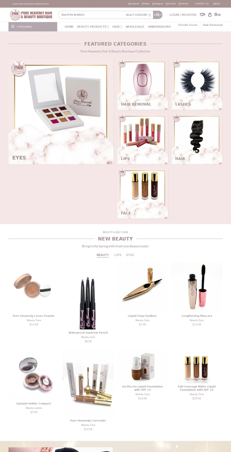 pureheavenlyhair.com shopify website screenshot