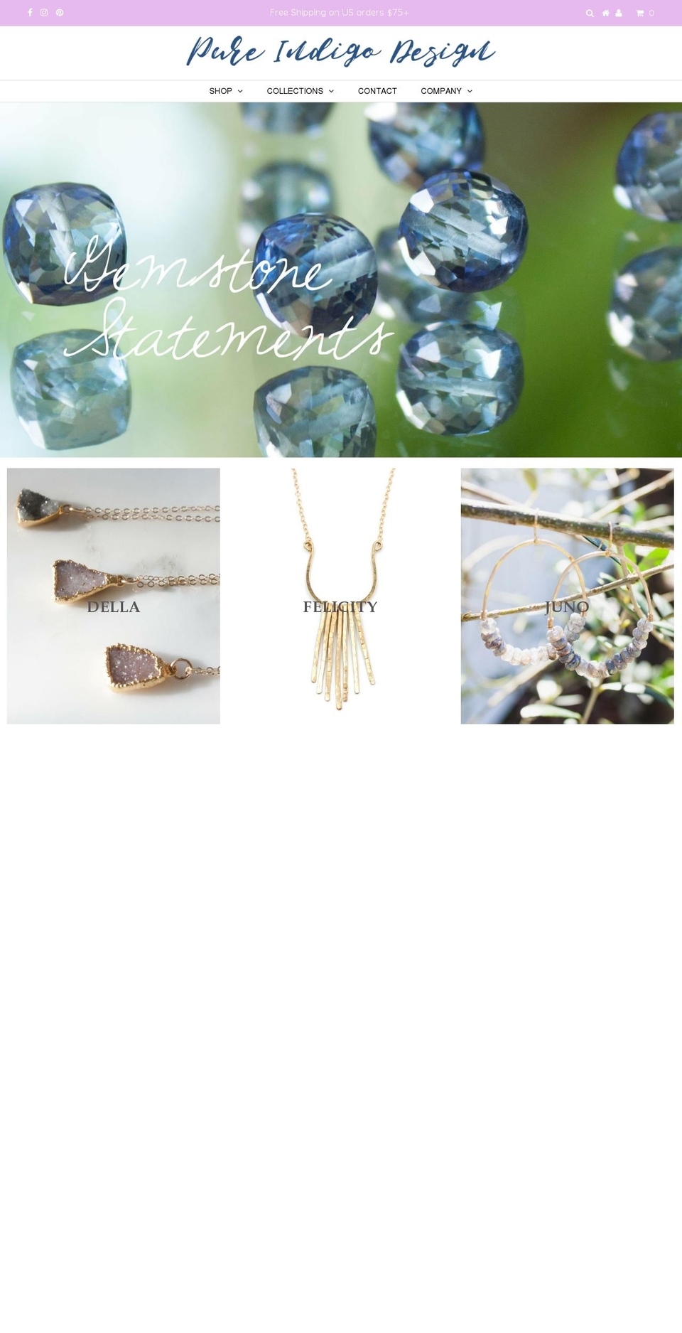 pureindigodesign.com — Shopify storefront screenshot