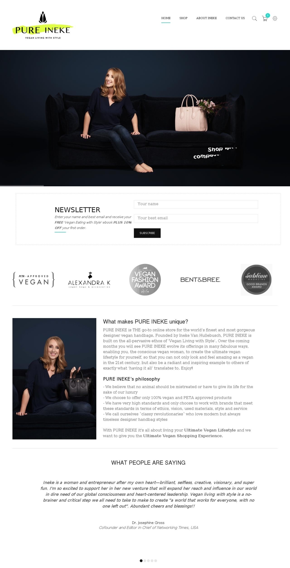 pureineke.com shopify website screenshot
