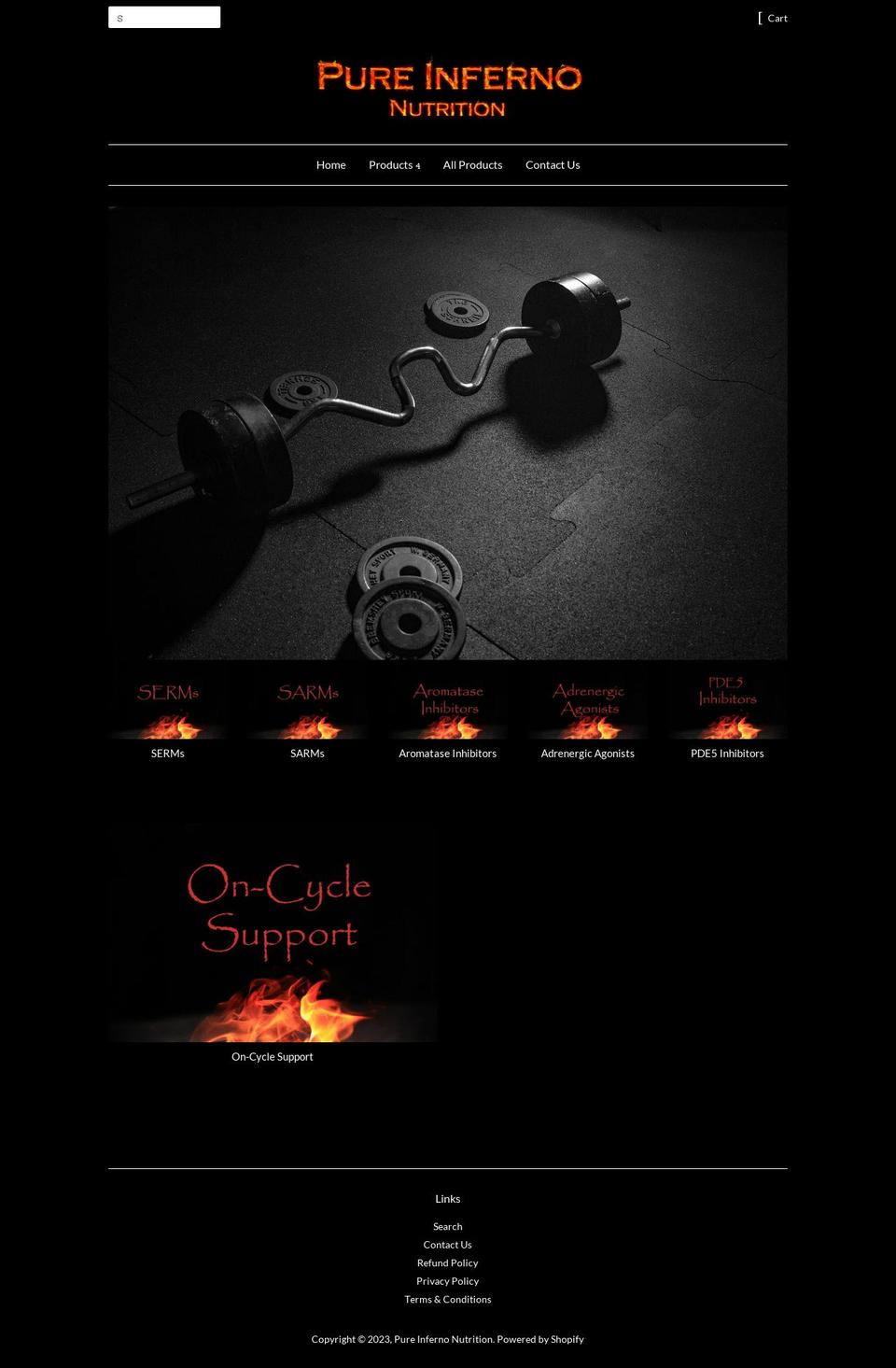 pureinfernonutrition.com shopify website screenshot