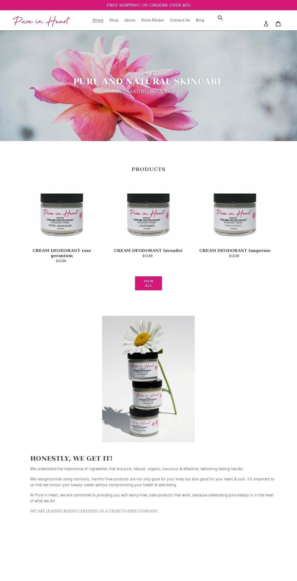 pureinheart.ca shopify website screenshot