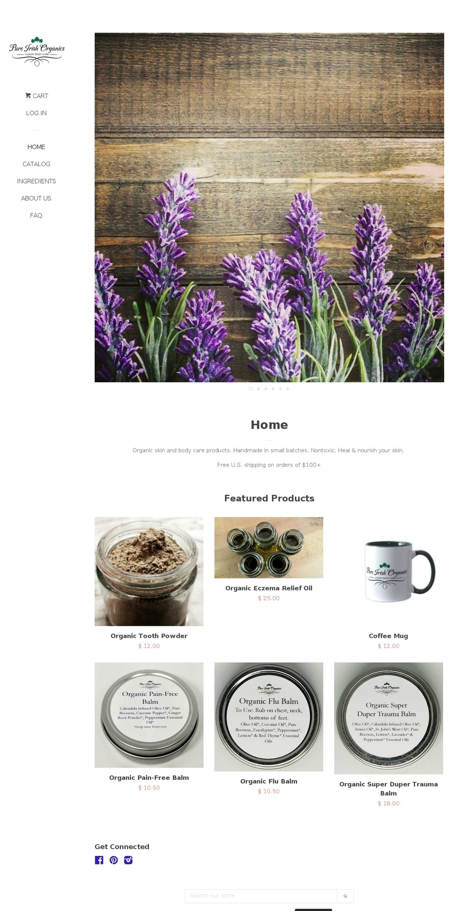 pureirishorganics.com — Shopify storefront screenshot