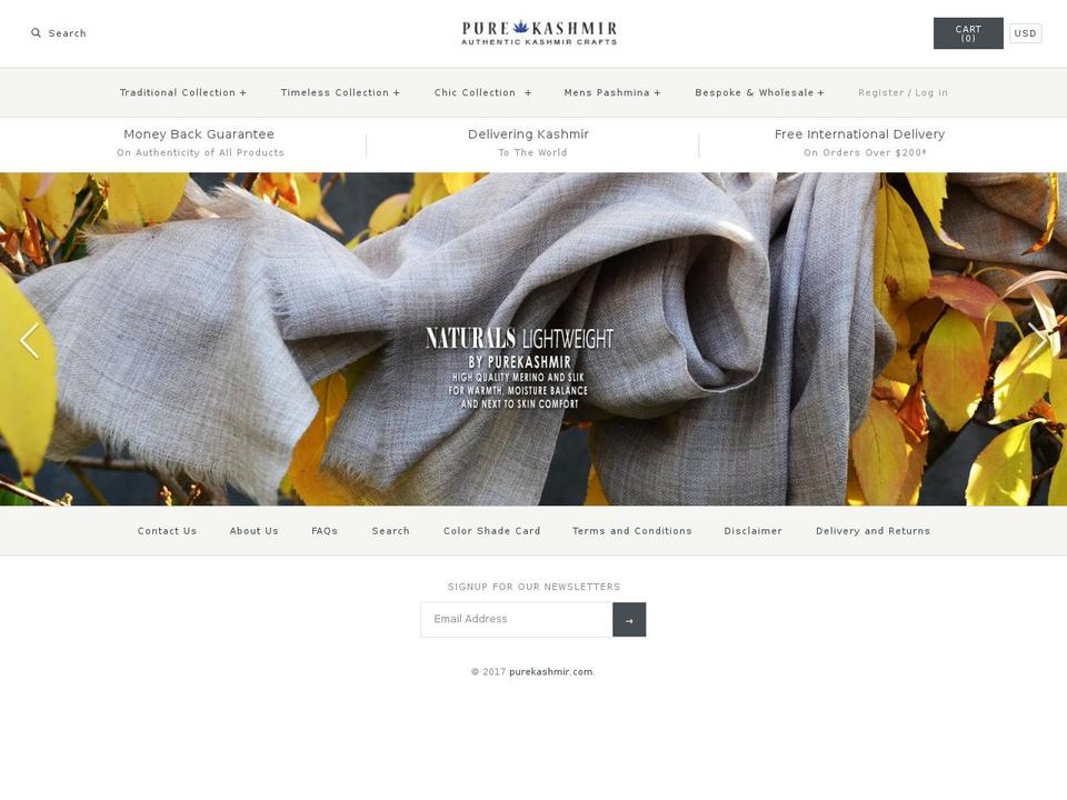 purekashmir.com shopify website screenshot