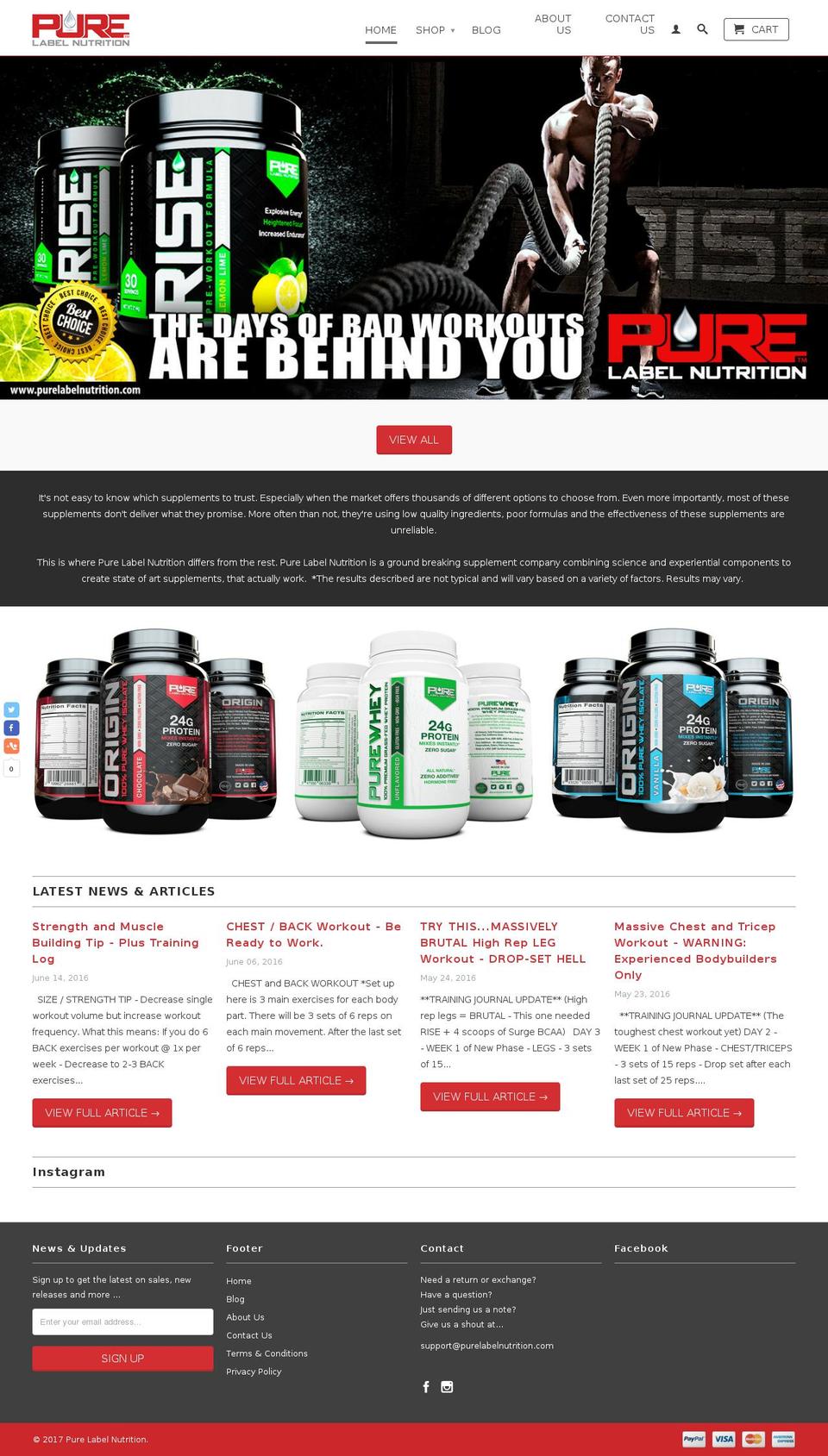purelabelnutrition.com shopify website screenshot