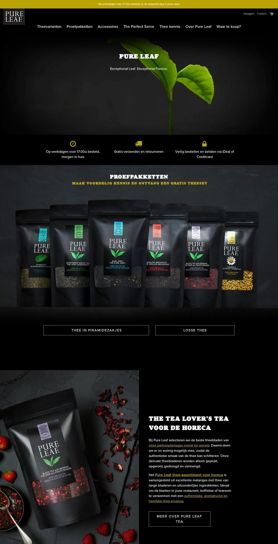 pureleafb2b.nl shopify website screenshot