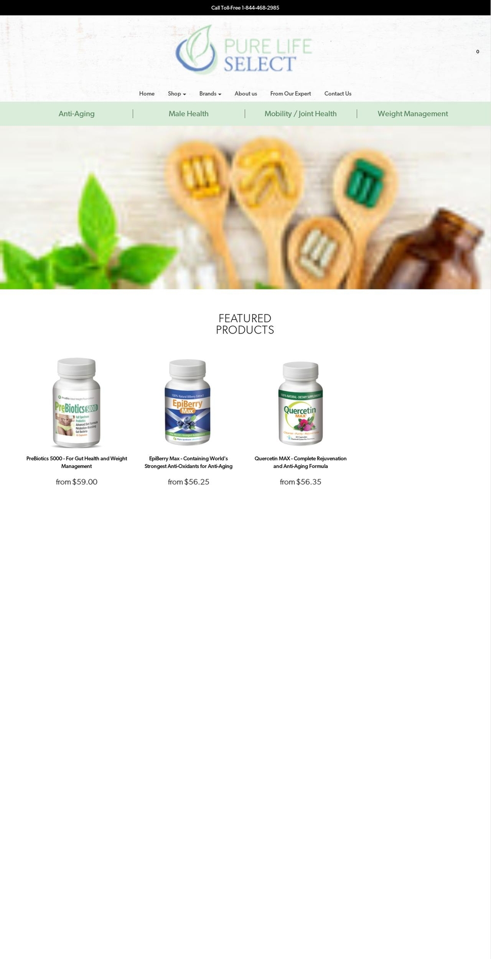 purelifeselect.com shopify website screenshot