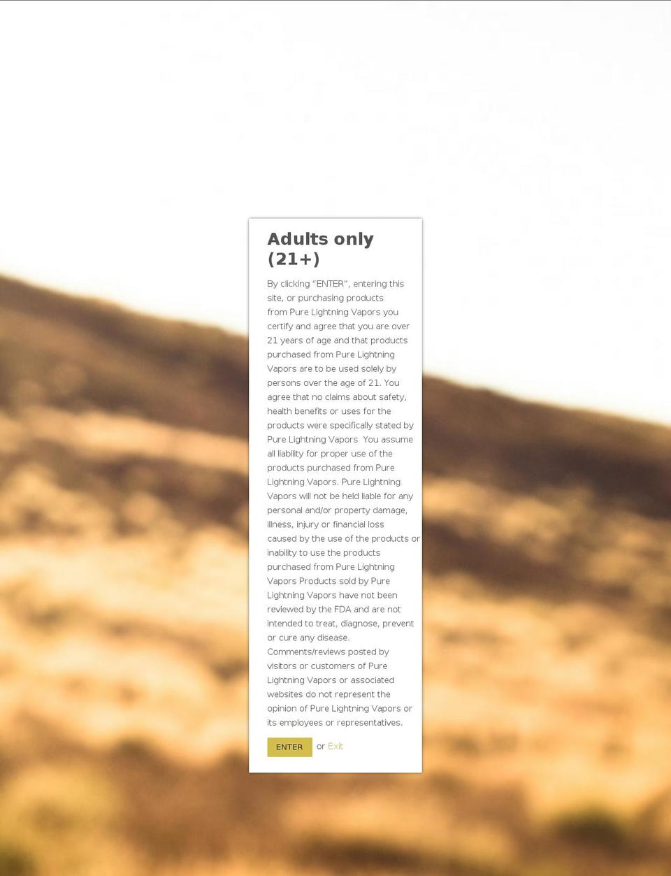 purelightningvapors.com shopify website screenshot