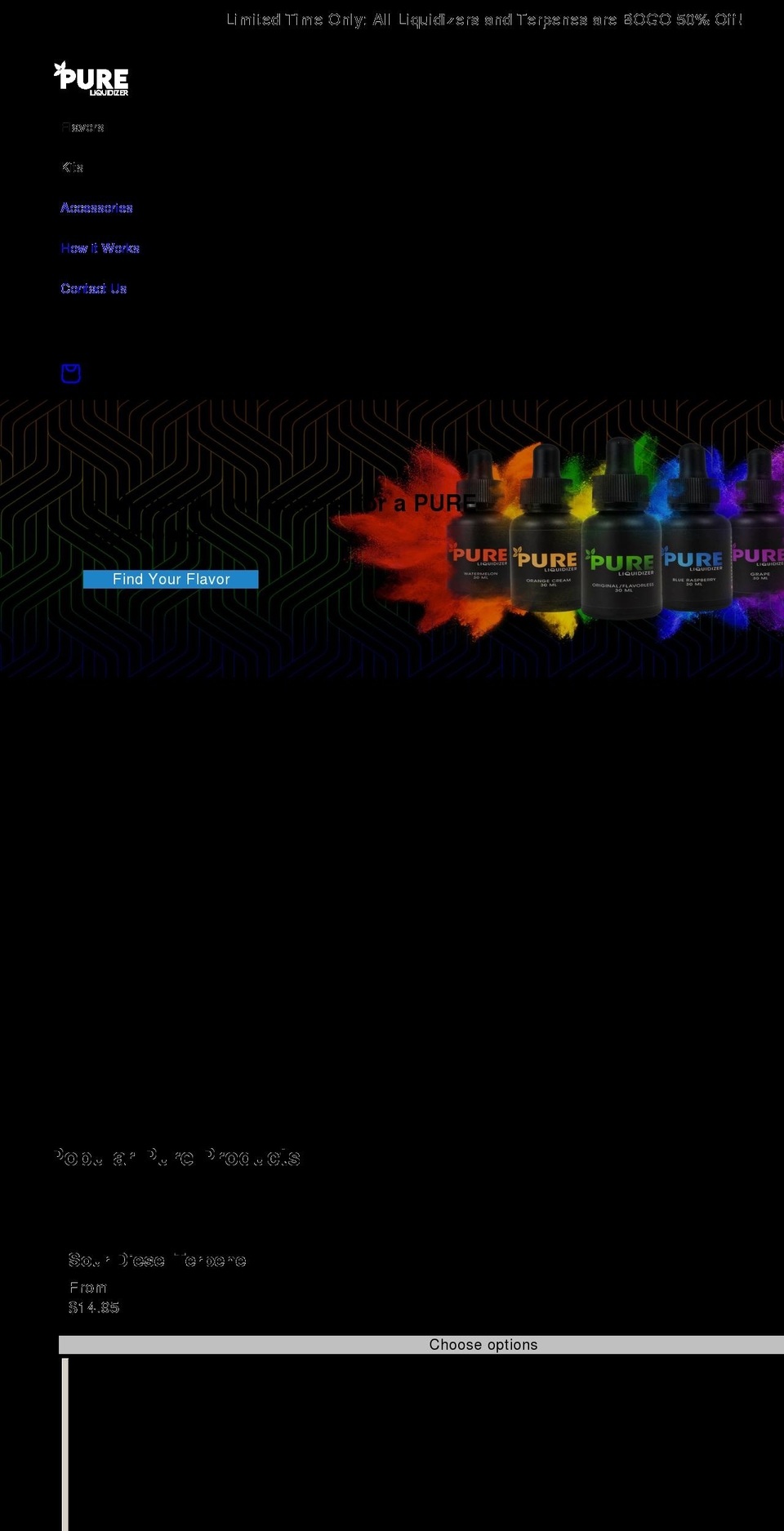 pureliquidizer.com shopify website screenshot