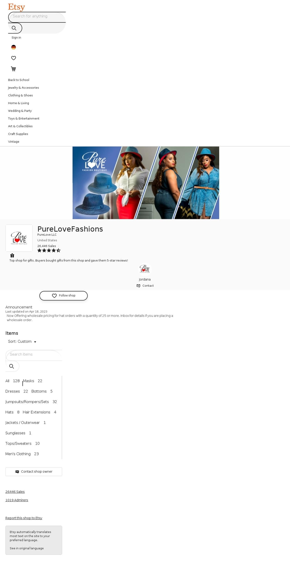 pureloveboutique.com shopify website screenshot