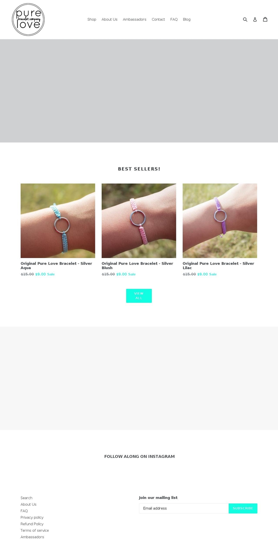 purelovebracelets.com — Shopify storefront screenshot