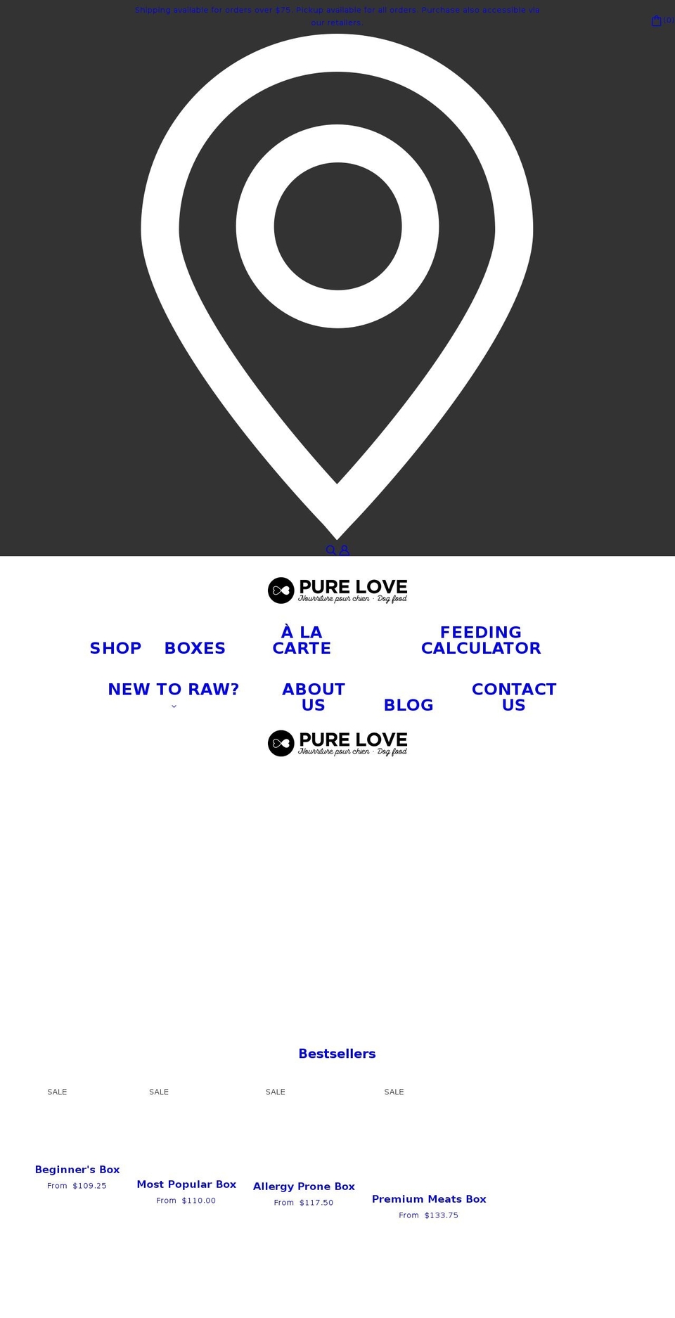 purelovedogfood.com shopify website screenshot