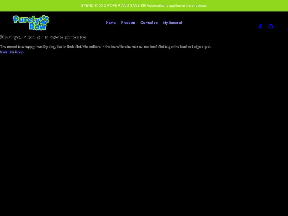 purely-raw.co.uk shopify website screenshot