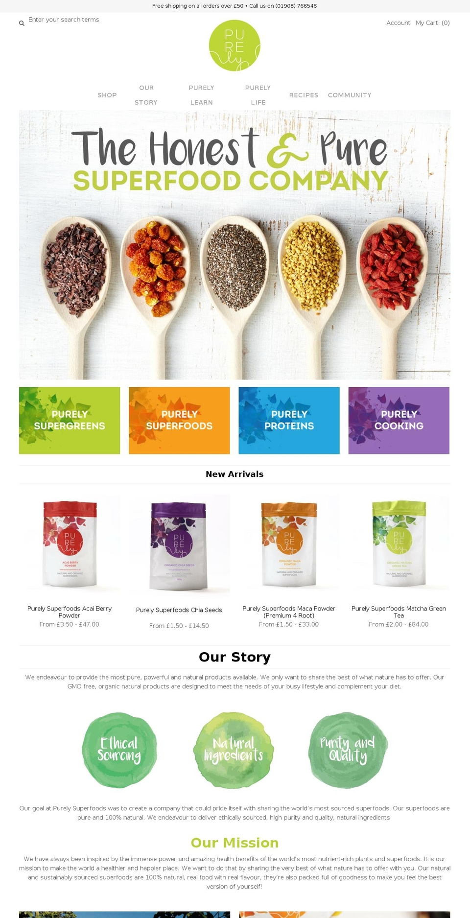 purely-superfoods.myshopify.com shopify website screenshot