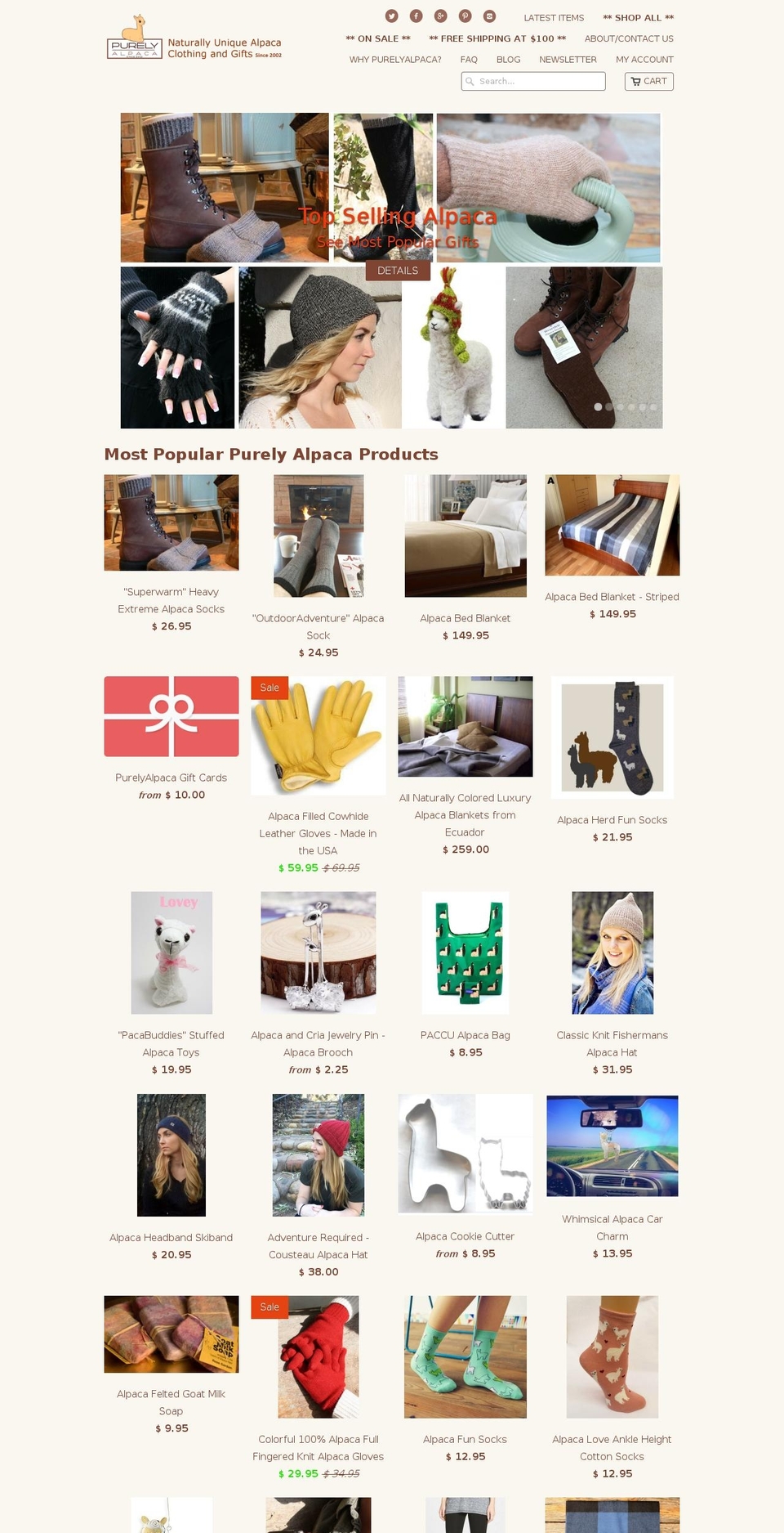 purelyalpaca.com shopify website screenshot