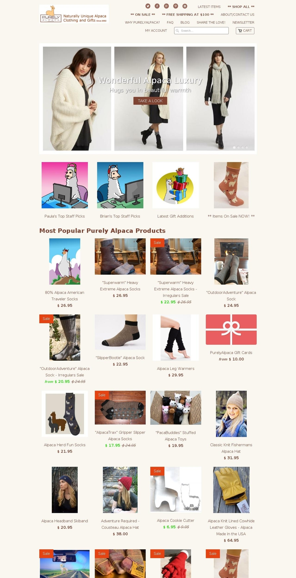 purelyalpacas.com — Shopify storefront screenshot