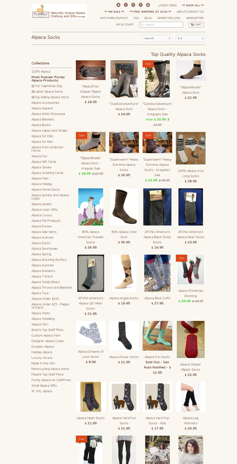 purelyalpacasocks.com shopify website screenshot