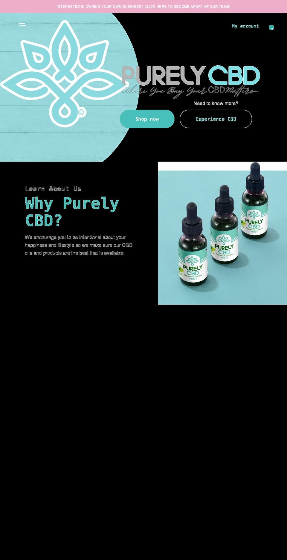 purelycbd.net shopify website screenshot