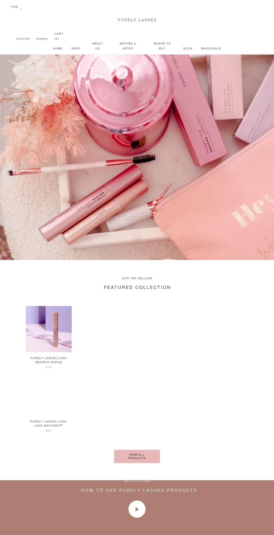 purelylashes.com.au shopify website screenshot