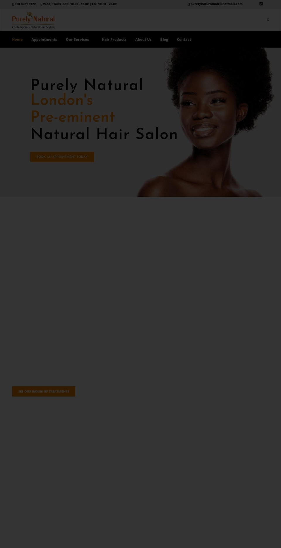 purelynaturalhair.com shopify website screenshot