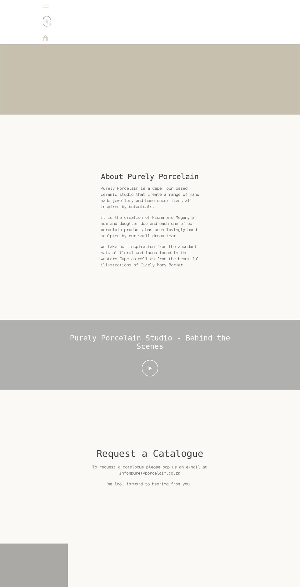 purelyporcelain.co.za shopify website screenshot