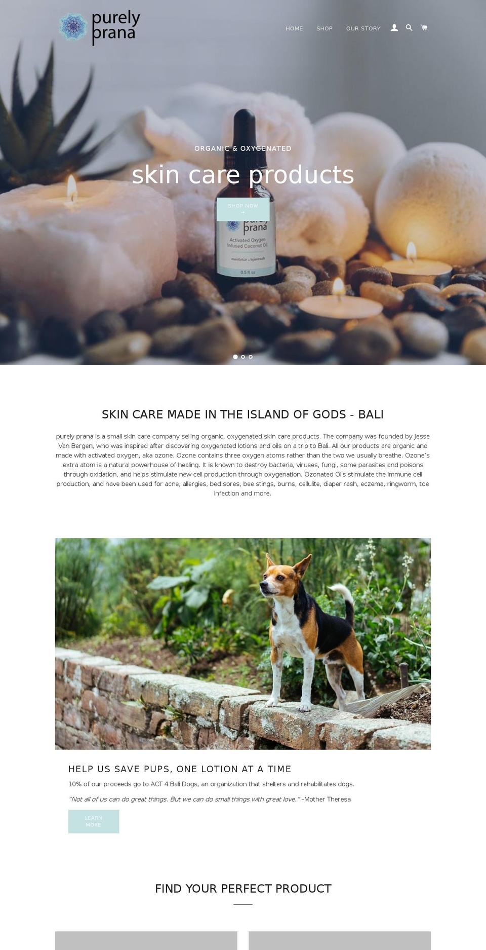 purelyprana.com shopify website screenshot