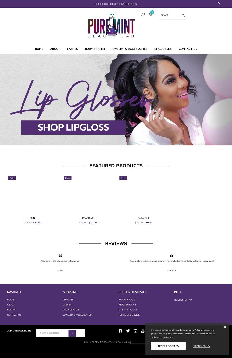puremintbeautylab.com shopify website screenshot