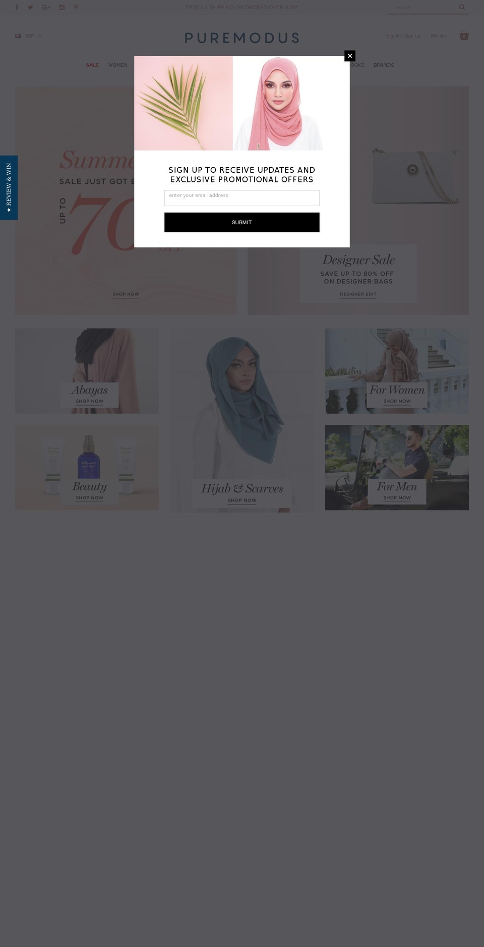 puremodest.com — Shopify storefront screenshot