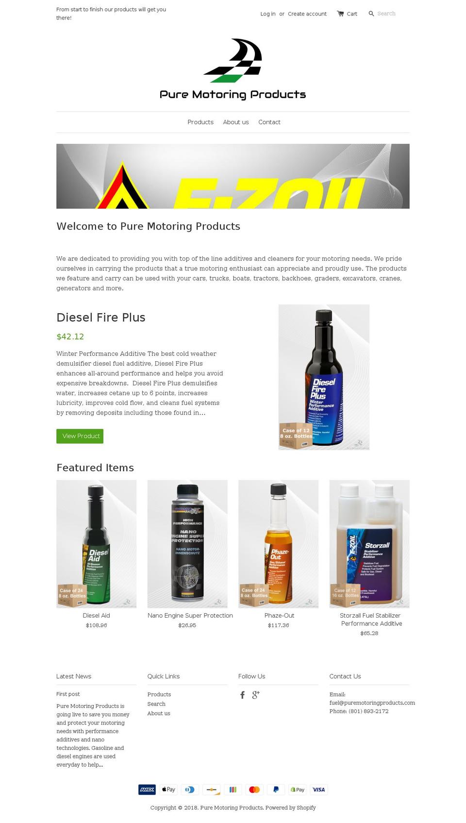 puremotoringproducts.com shopify website screenshot