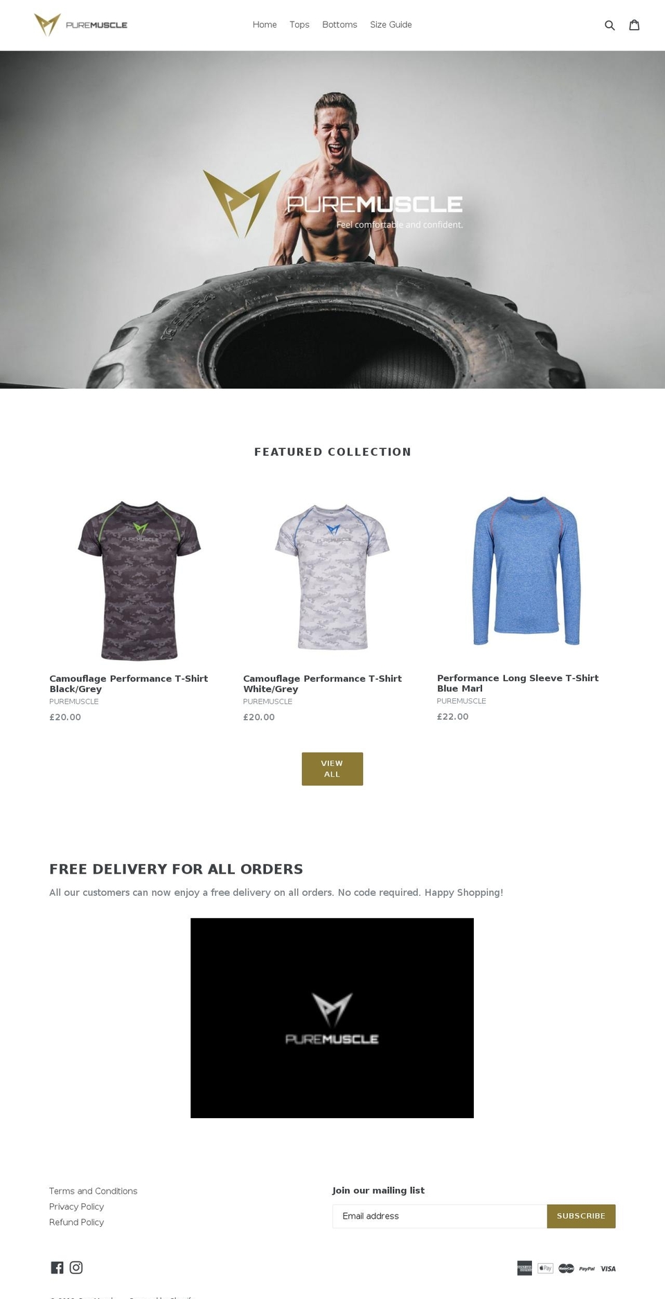 puremuscle.net shopify website screenshot