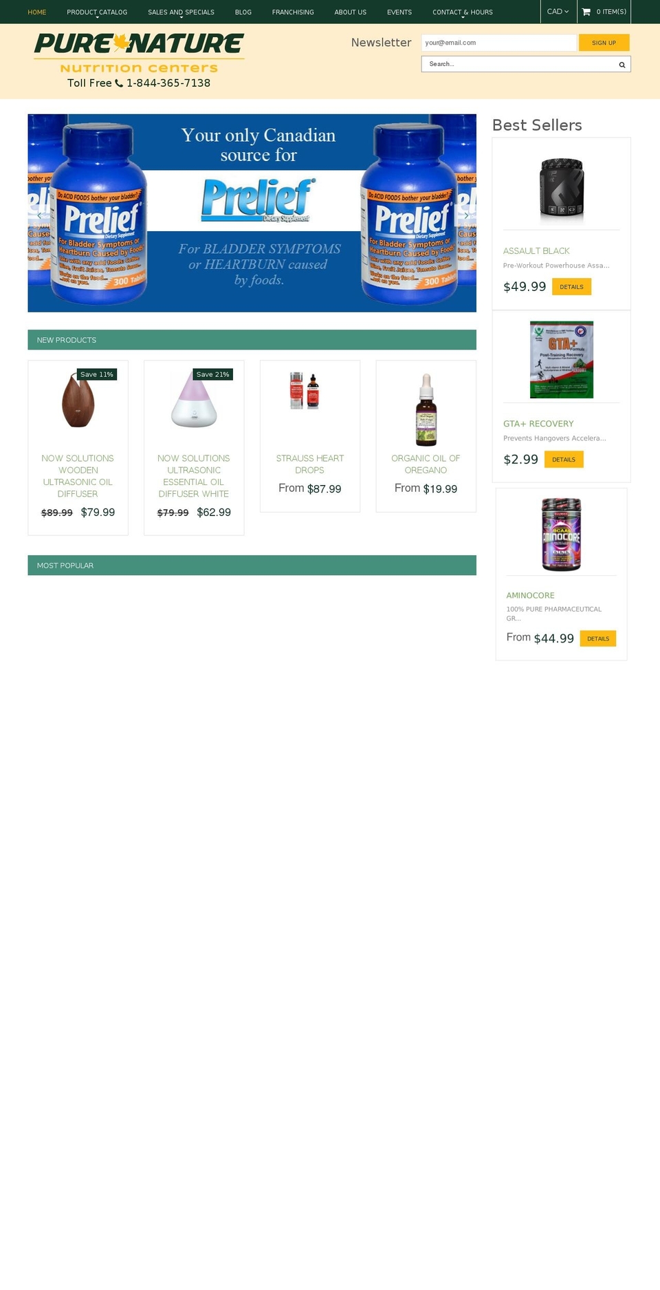 purenaturenutrition.com shopify website screenshot