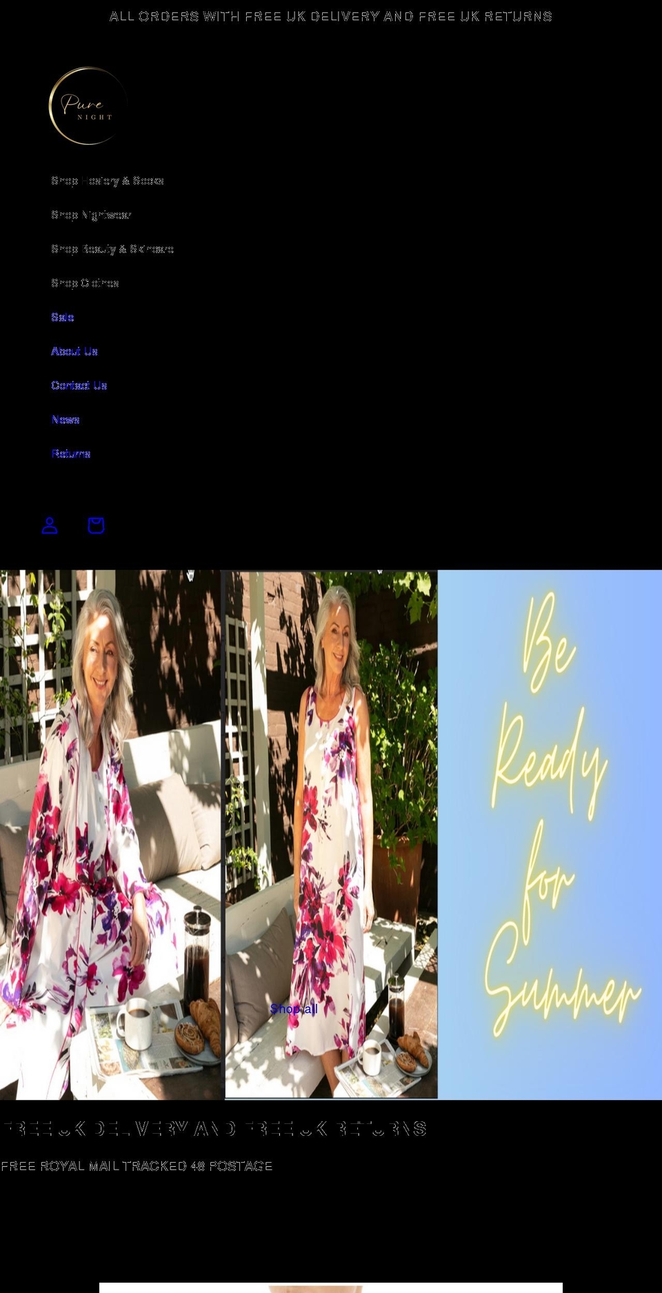 purenight.co.uk shopify website screenshot
