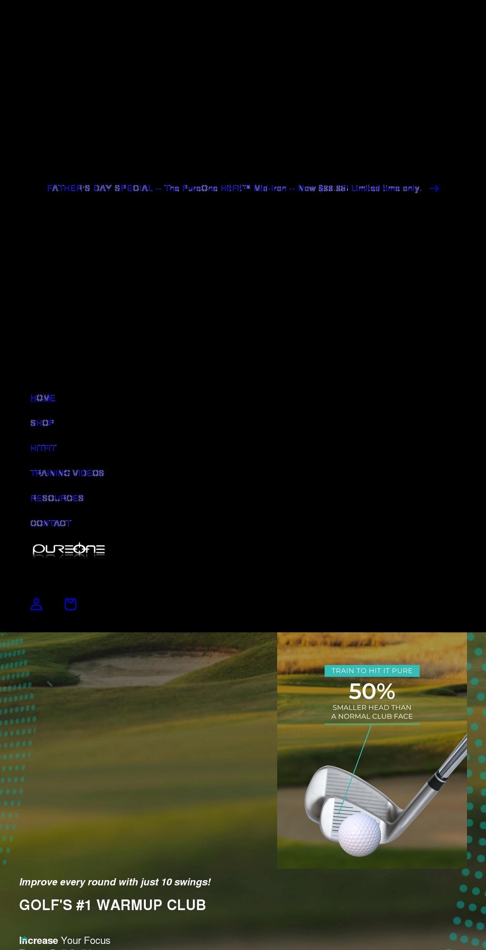 pureonegolf.com shopify website screenshot