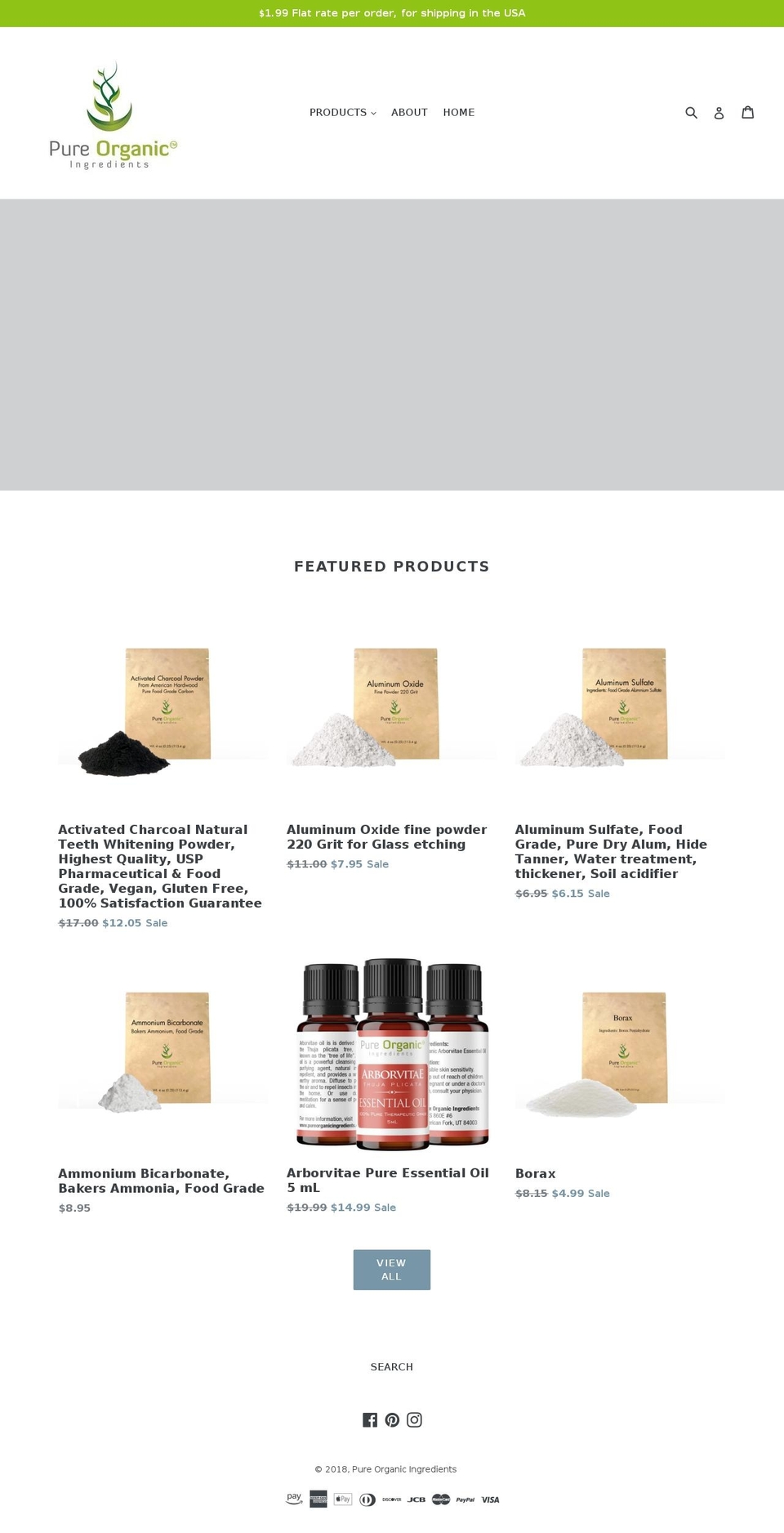 pureorganicingredients.com — Shopify storefront screenshot