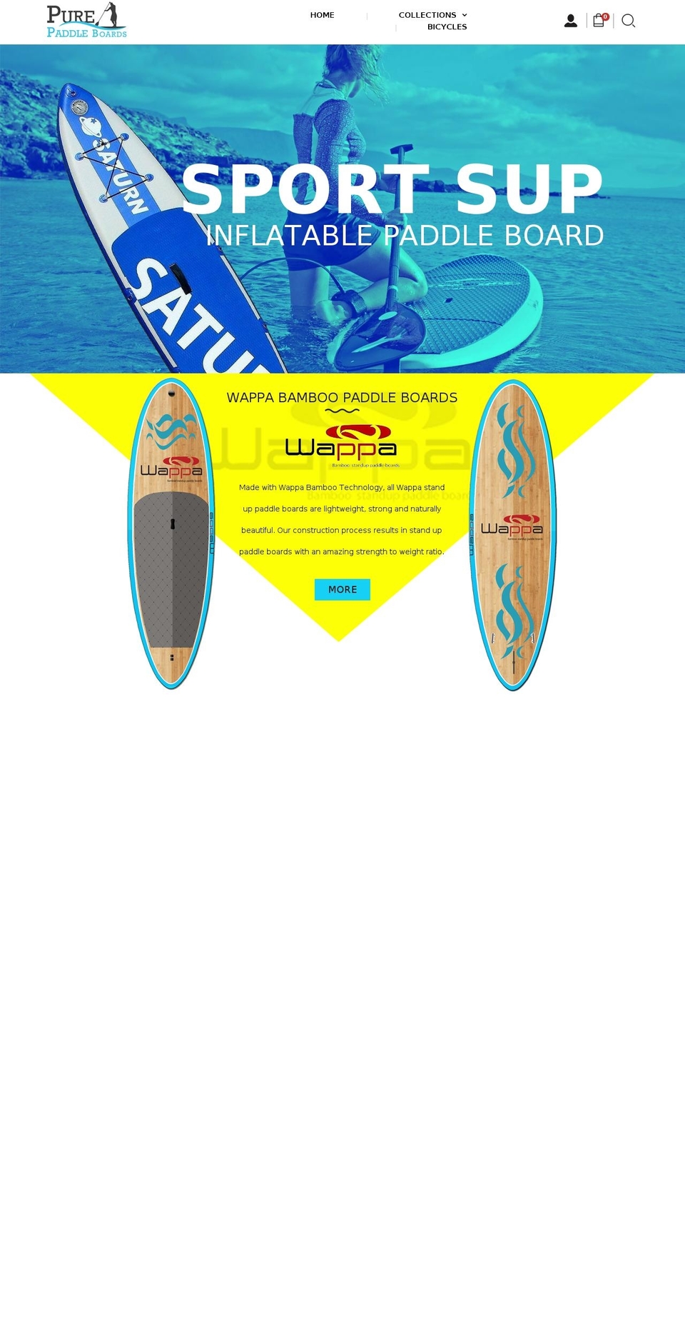 VertexDimension Shopify theme site example purepaddleboards.com