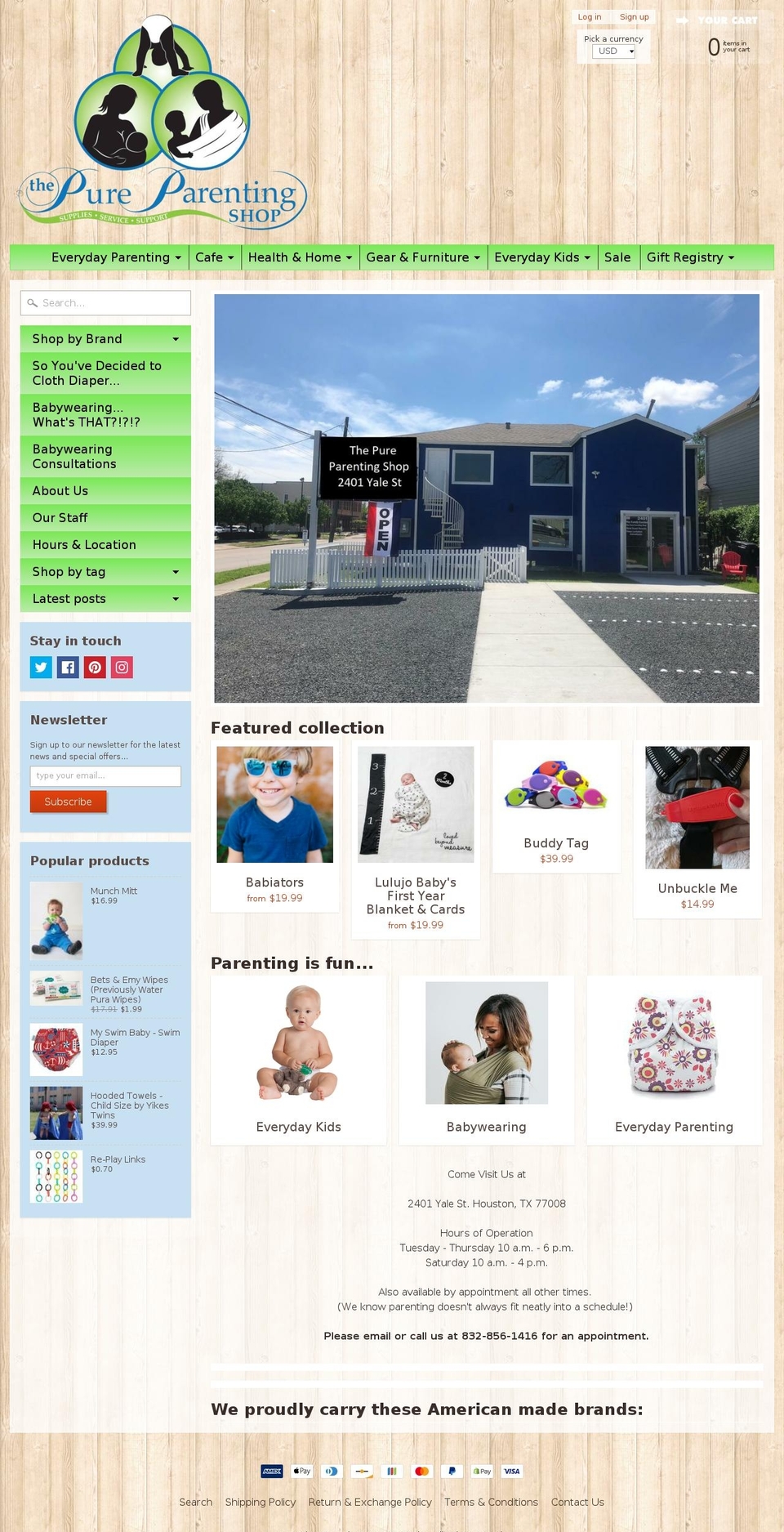 pureparentingshop.com — Shopify storefront screenshot