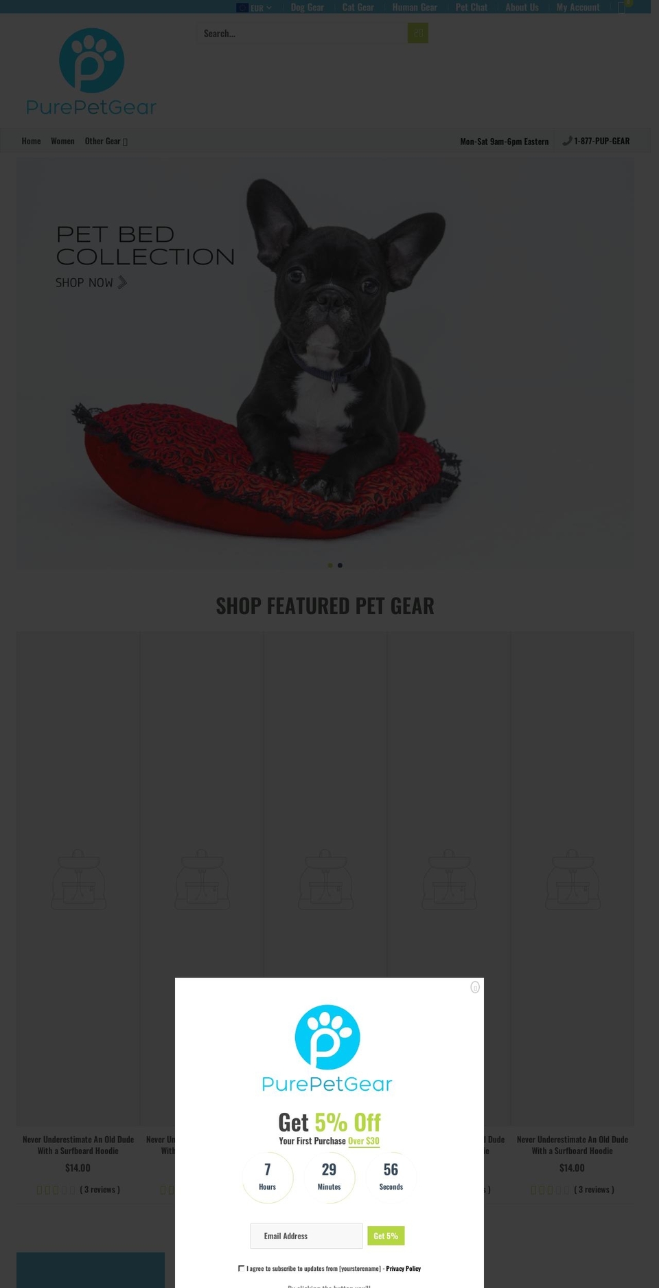 purepetgear.com shopify website screenshot