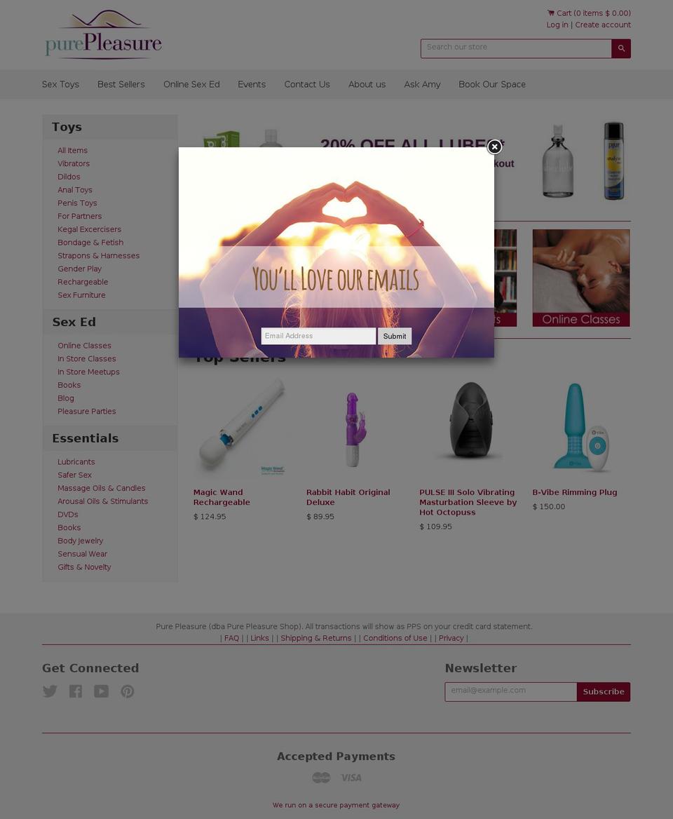 purepleasureshop.com shopify website screenshot