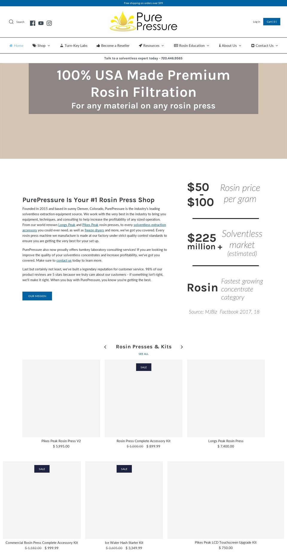 purepressures.com shopify website screenshot