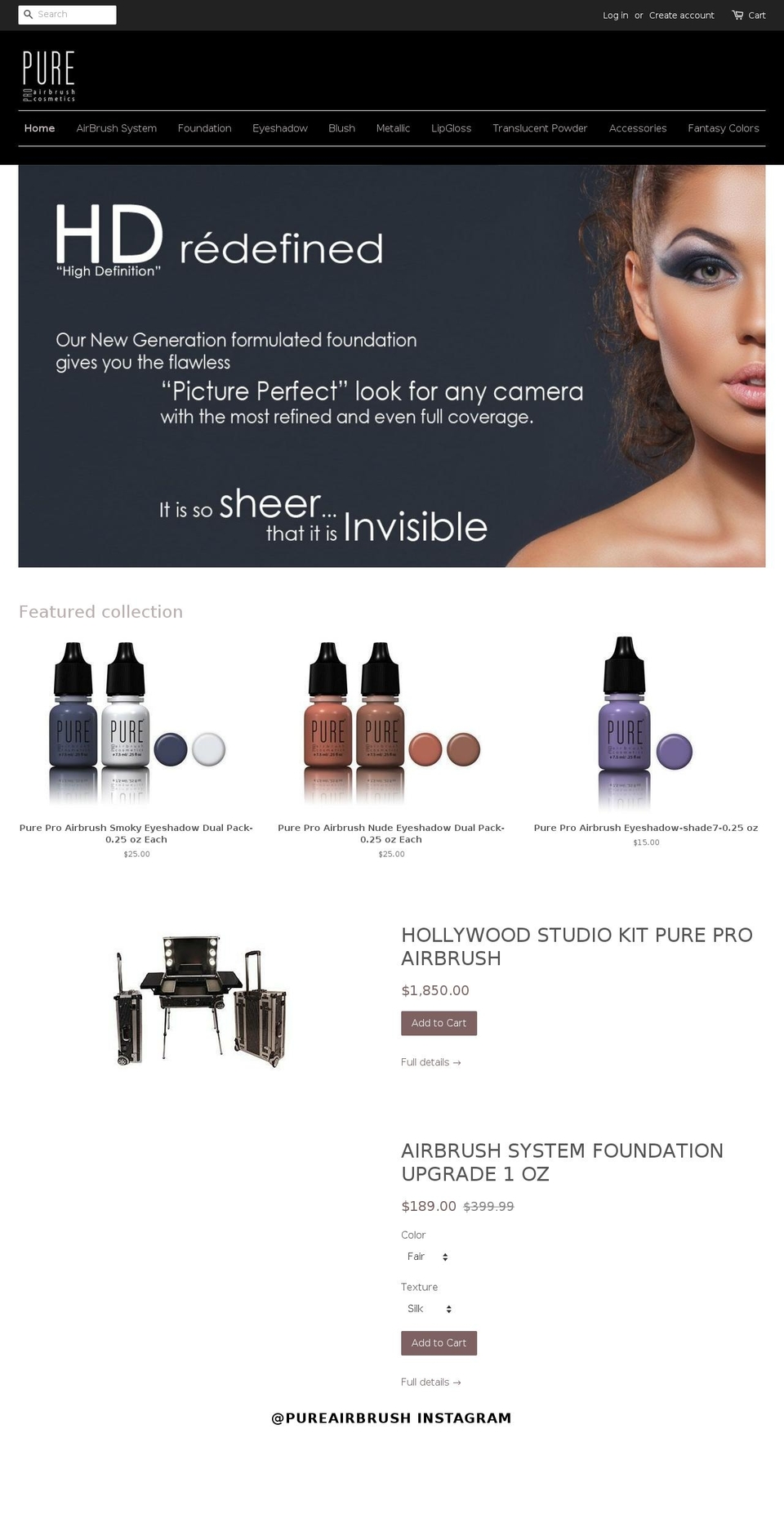 pureproairbrush.com — Shopify storefront screenshot