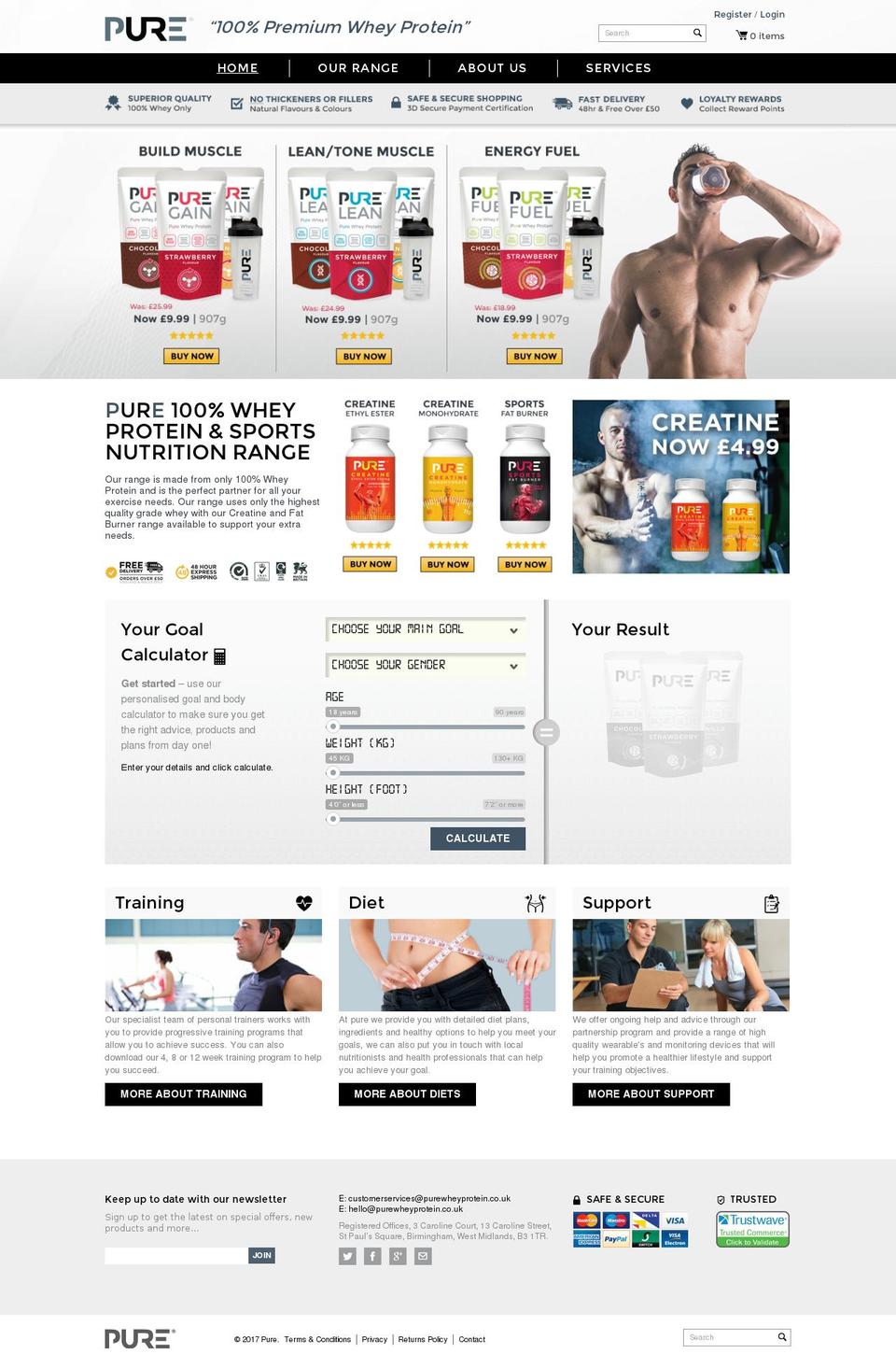 Pure Gain Version 1 Shopify theme site example pureproteinworks.com