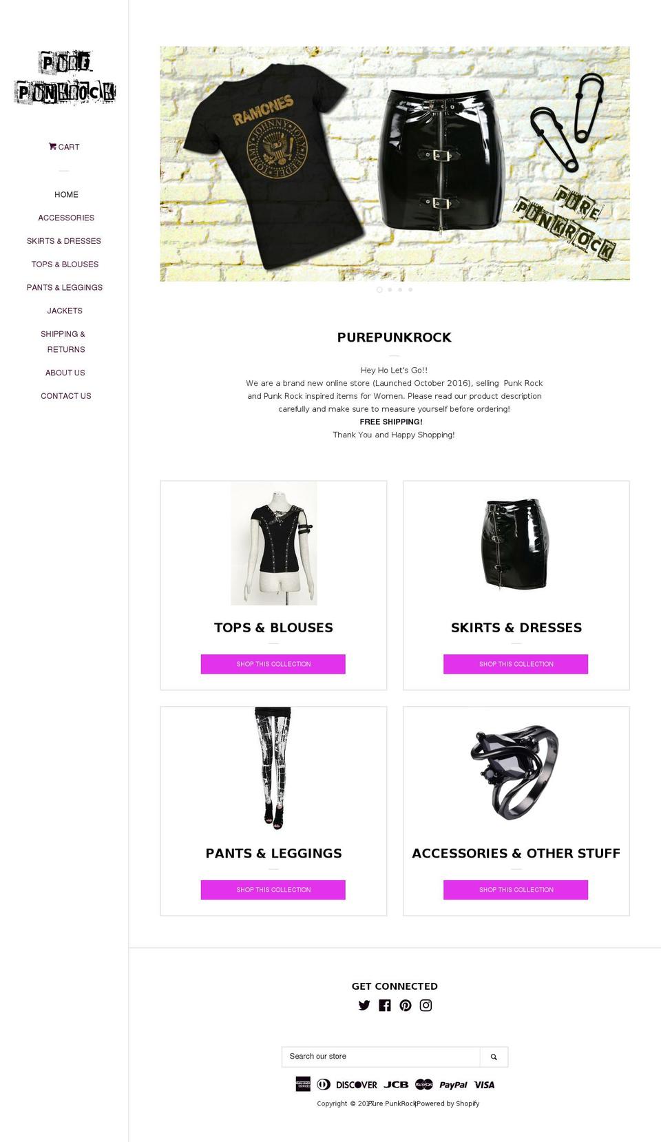 purepunkrock.com shopify website screenshot